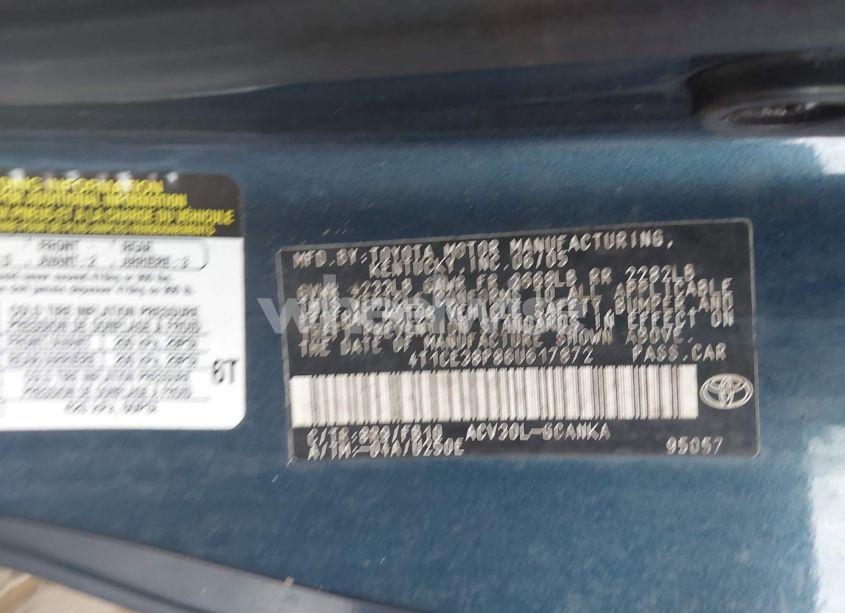 Photo 9 of 2006 Toyota Camry SOLARA SE (VIN 4T1CE38P86U617872)