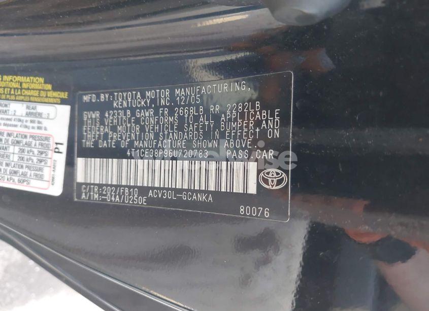 Photo 9 of 2006 Toyota Camry SOLARA SE (VIN 4T1CE38P96U720783)