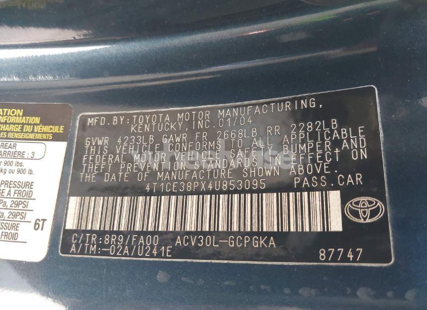 Photo 9 of 2004 Toyota Camry SOLARA SLE (VIN 4T1CE38PX4U853095)