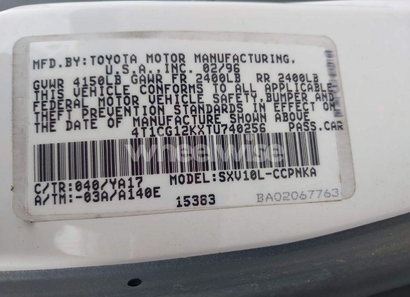 Photo 9 of 1996 Toyota Camry DX/LE (VIN 4T1CG12KXTU740256)