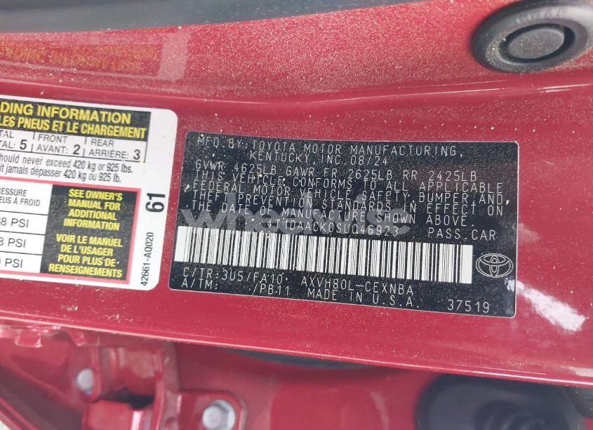 Photo 9 of 2025 Toyota Camry LE (VIN 4T1DAACK0SU046923)