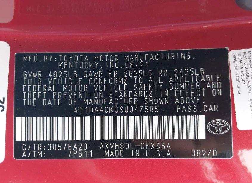 Photo 9 of 2025 Toyota Camry SE (VIN 4T1DAACK0SU047585)