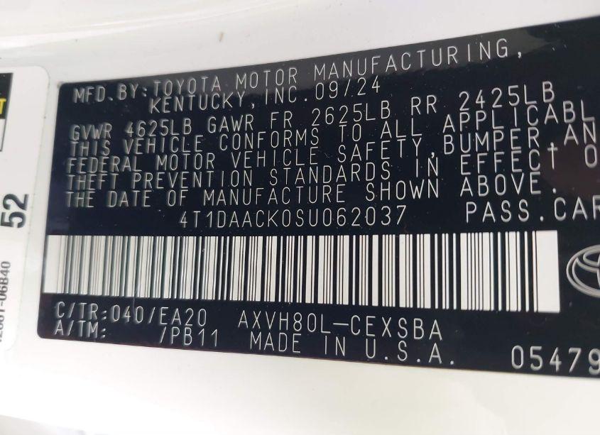 Photo 9 of 2025 Toyota Camry SE (VIN 4T1DAACK0SU062037)