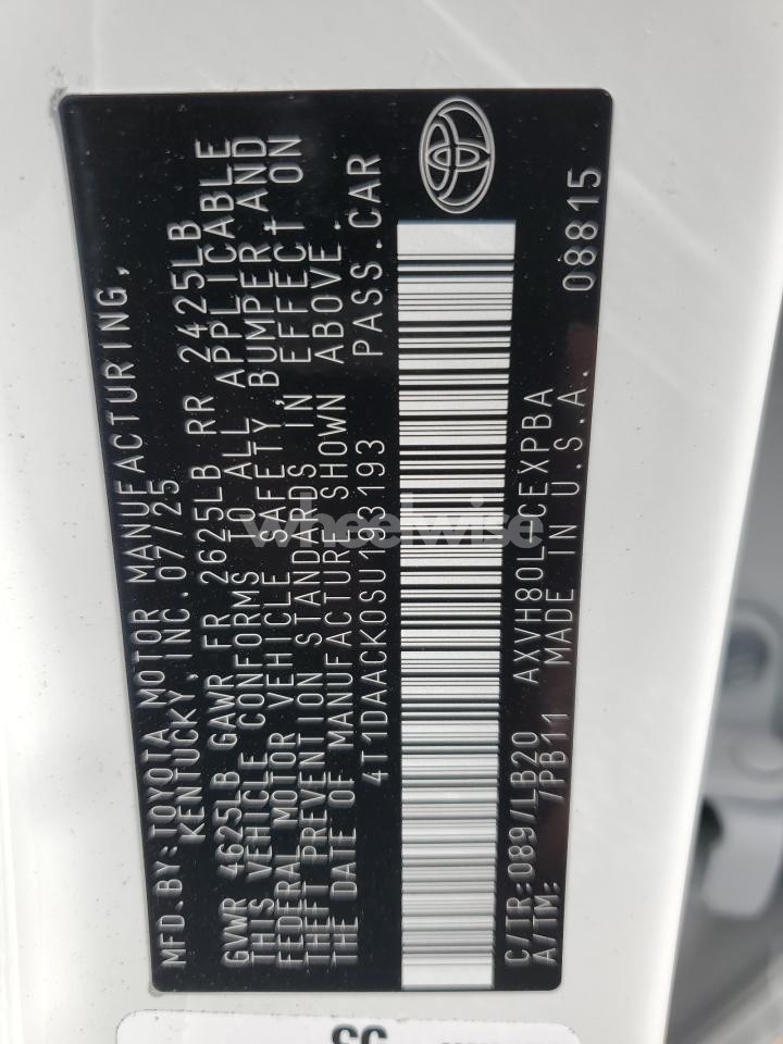 Photo 12 of 2025 TOYOTA CAMRY XSE (VIN 4T1DAACK0SU193193)