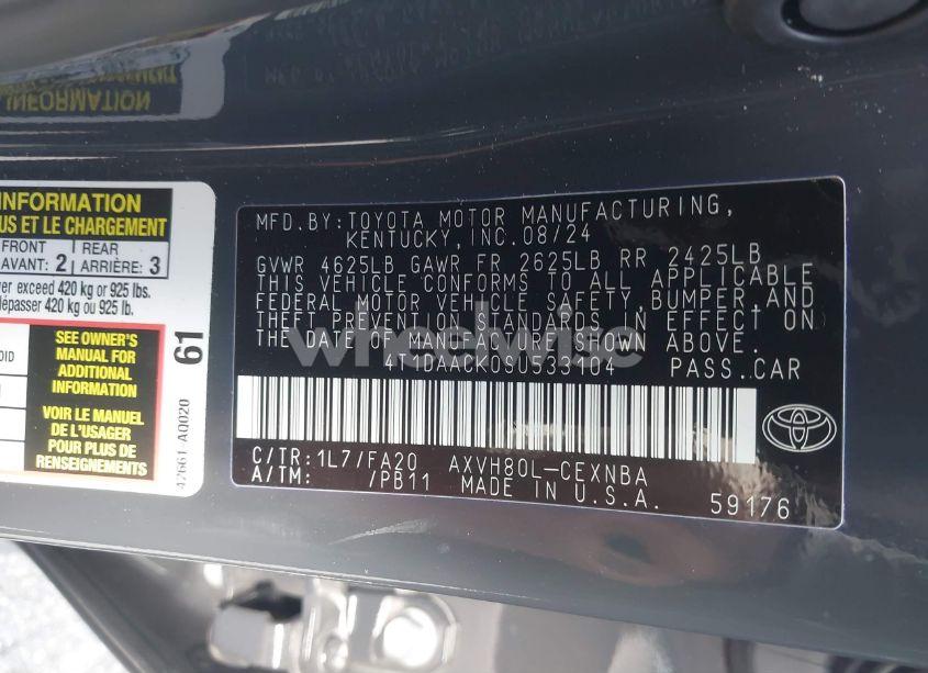 Photo 9 of 2025 Toyota Camry LE (VIN 4T1DAACK0SU533104)