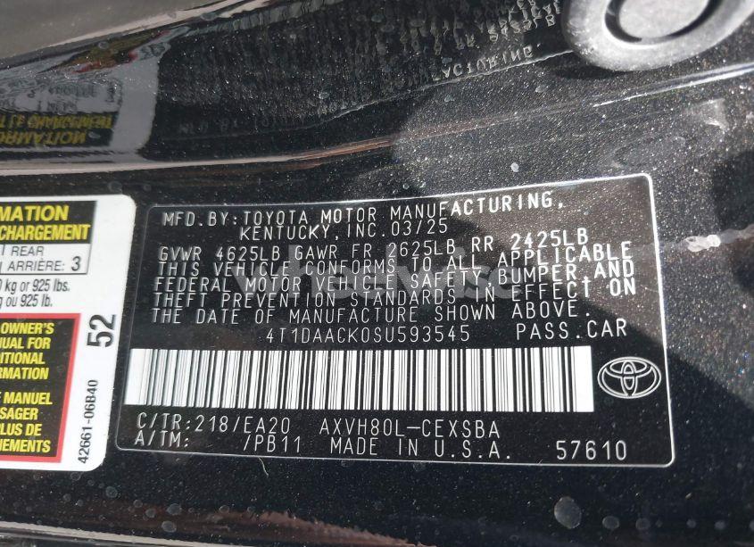 Photo 9 of 2025 Toyota Camry SE (VIN 4T1DAACK0SU593545)