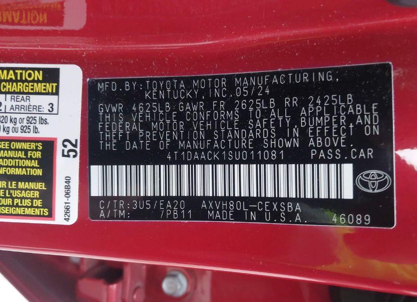 Photo 9 of 2025 Toyota Camry SE (VIN 4T1DAACK1SU011081)