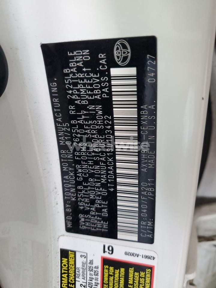 Photo 13 of 2025 TOYOTA CAMRY XSE (VIN 4T1DAACK1SU103422)