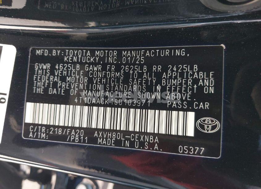 Photo 9 of 2025 Toyota Camry LE (VIN 4T1DAACK1SU103971)