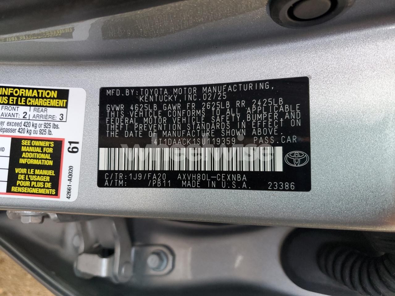 Photo 13 of 2025 TOYOTA CAMRY XSE (VIN 4T1DAACK1SU119359)