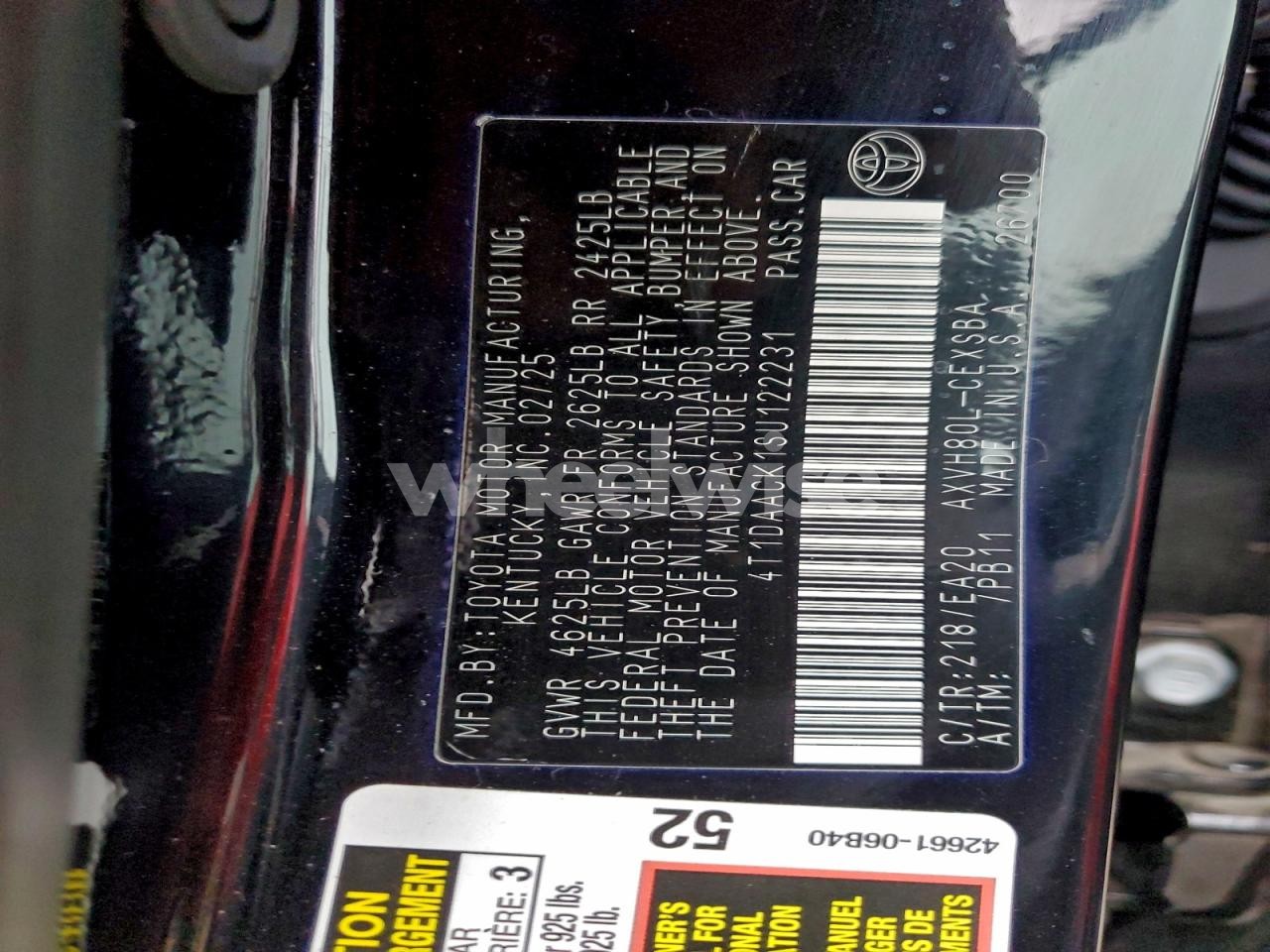 Photo 12 of 2025 TOYOTA CAMRY XSE (VIN 4T1DAACK1SU122231)