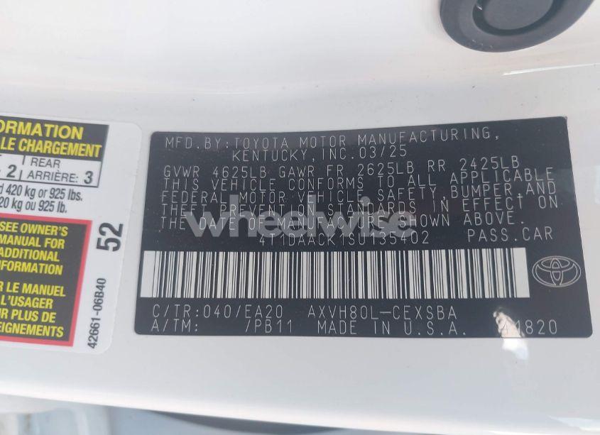 Photo 9 of 2025 Toyota Camry SE (VIN 4T1DAACK1SU135402)