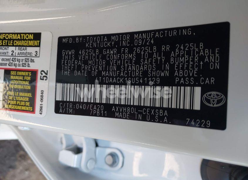 Photo 9 of 2025 Toyota Camry SE (VIN 4T1DAACK1SU541129)