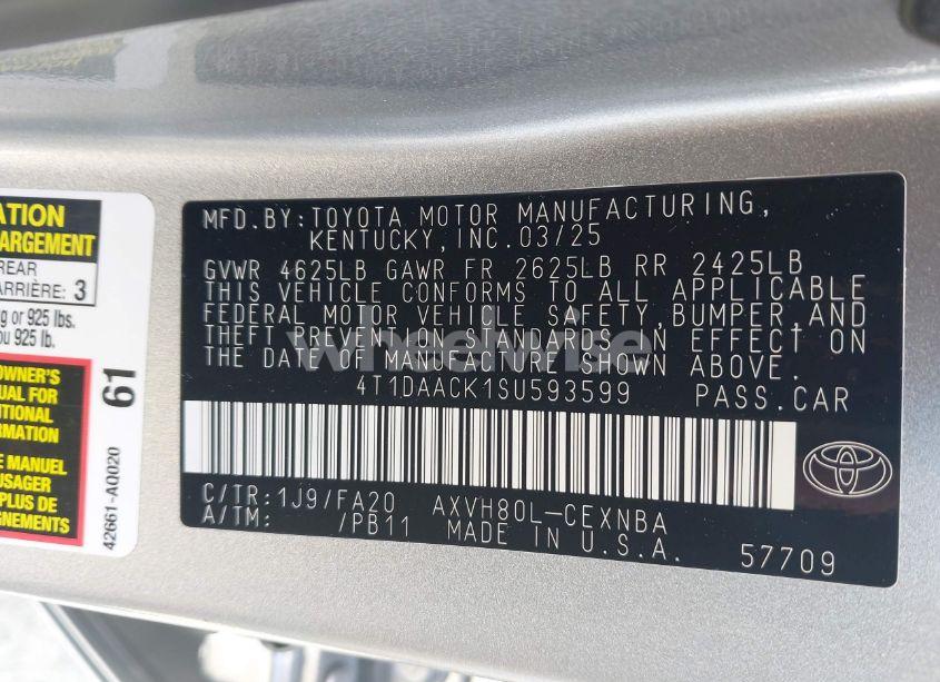 Photo 9 of 2025 Toyota Camry LE (VIN 4T1DAACK1SU593599)