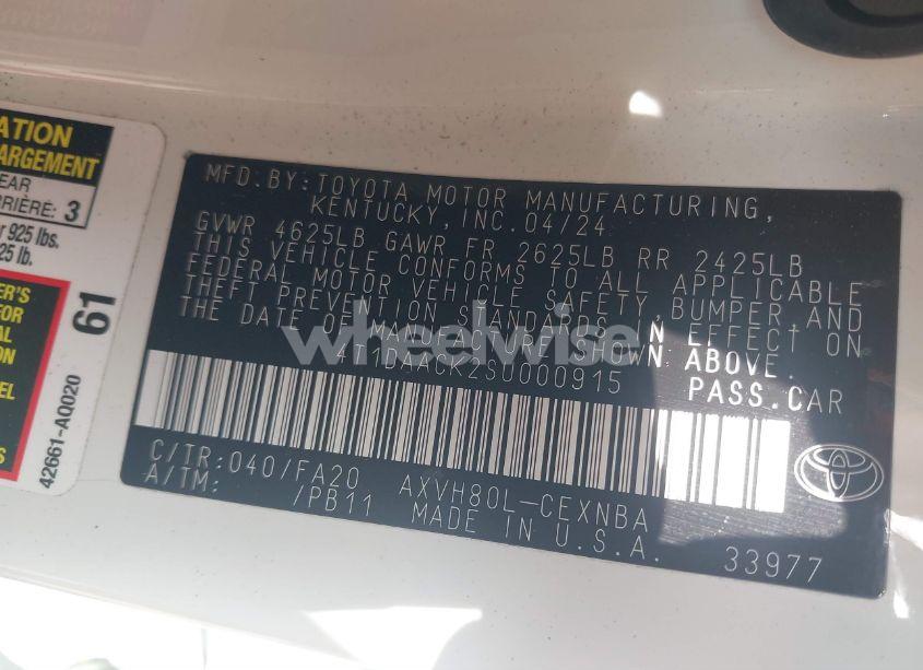 Photo 9 of 2025 Toyota Camry LE (VIN 4T1DAACK2SU000915)