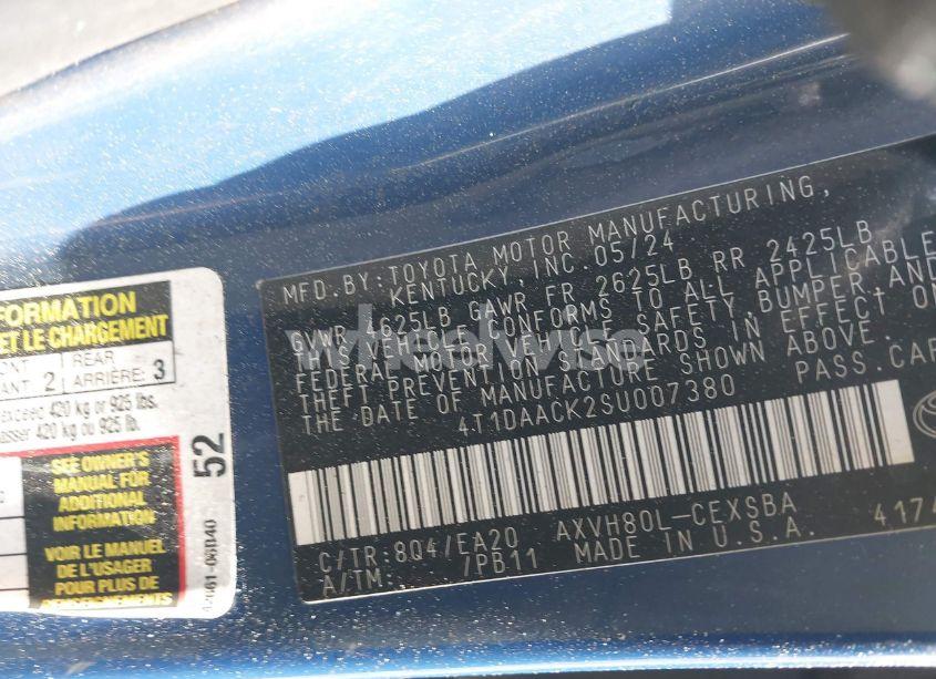 Photo 9 of 2025 Toyota Camry SE (VIN 4T1DAACK2SU007380)