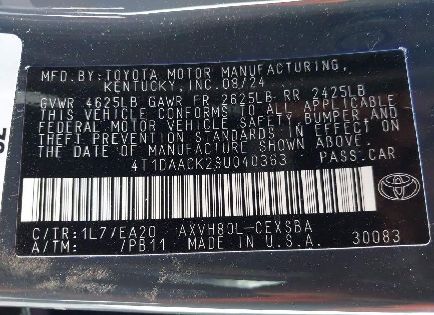 Photo 9 of 2025 Toyota Camry SE (VIN 4T1DAACK2SU040363)