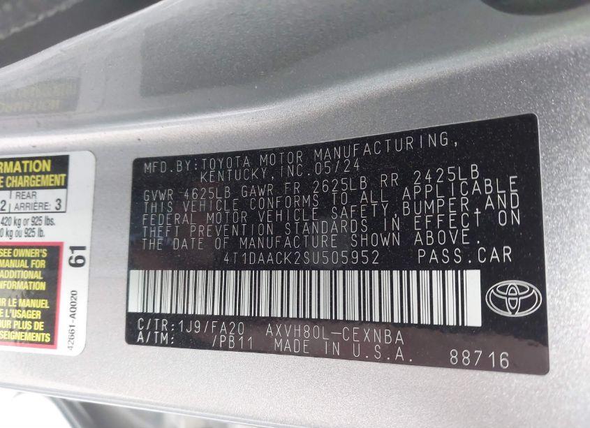 Photo 9 of 2025 Toyota Camry LE (VIN 4T1DAACK2SU505952)