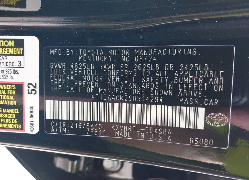 Photo 9 of 2025 Toyota Camry SE (VIN 4T1DAACK2SU514294)