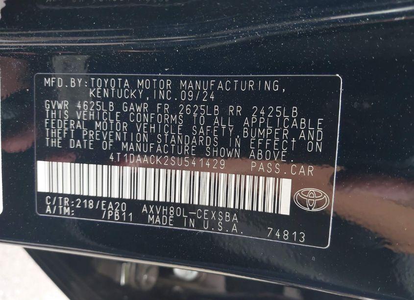 Photo 9 of 2025 Toyota Camry SE (VIN 4T1DAACK2SU541429)