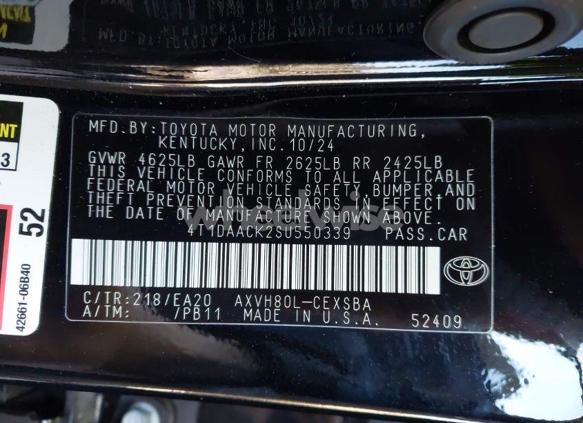 Photo 9 of 2025 Toyota Camry SE (VIN 4T1DAACK2SU550339)