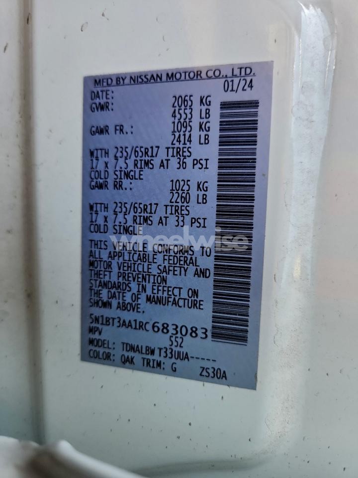 Photo 13 of 2024 NISSAN ROGUE S (VIN 4T1DAACK2SU553015)