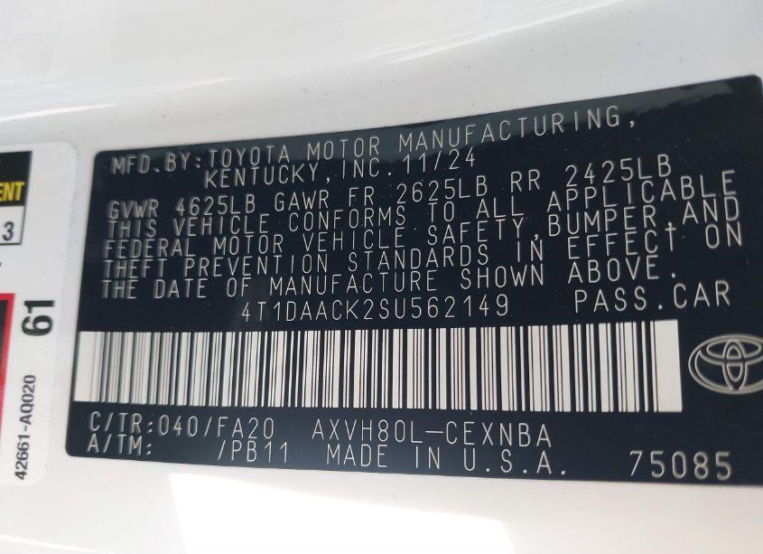 Photo 9 of 2025 Toyota Camry XSE/XLE/LE/SE (VIN 4T1DAACK2SU562149)