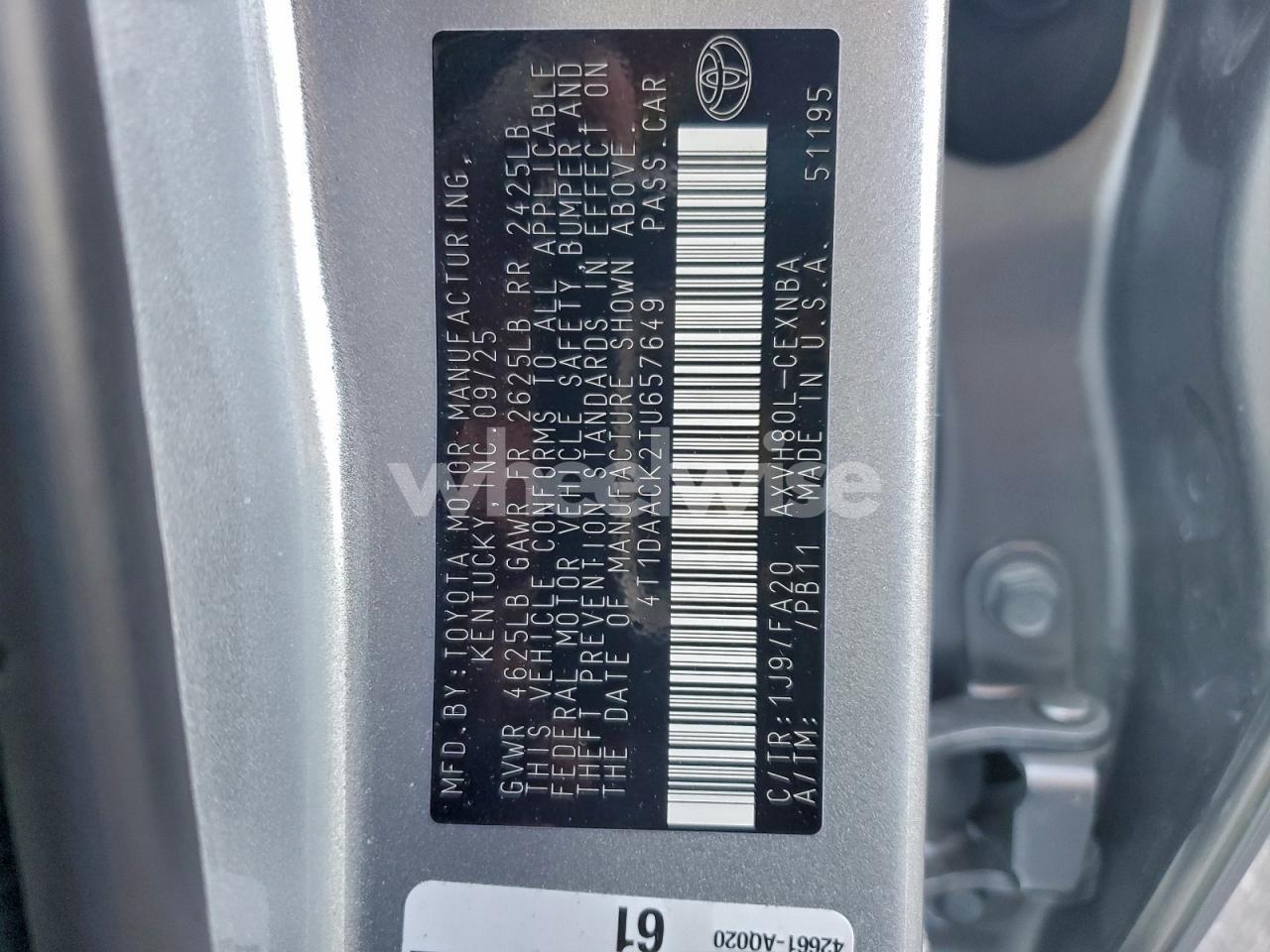 Photo 12 of 2026 TOYOTA CAMRY XSE (VIN 4T1DAACK2TU657649)
