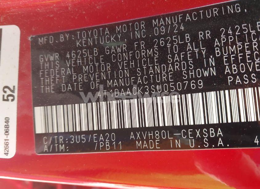 Photo 9 of 2025 Toyota Camry SE (VIN 4T1DAACK3SU050769)