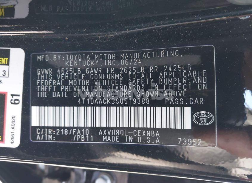 Photo 9 of 2025 Toyota Camry LE (VIN 4T1DAACK3SU519388)