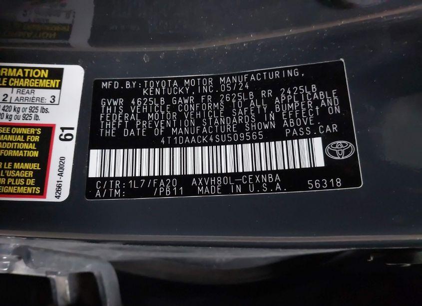 Photo 9 of 2025 Toyota Camry LE (VIN 4T1DAACK4SU509565)