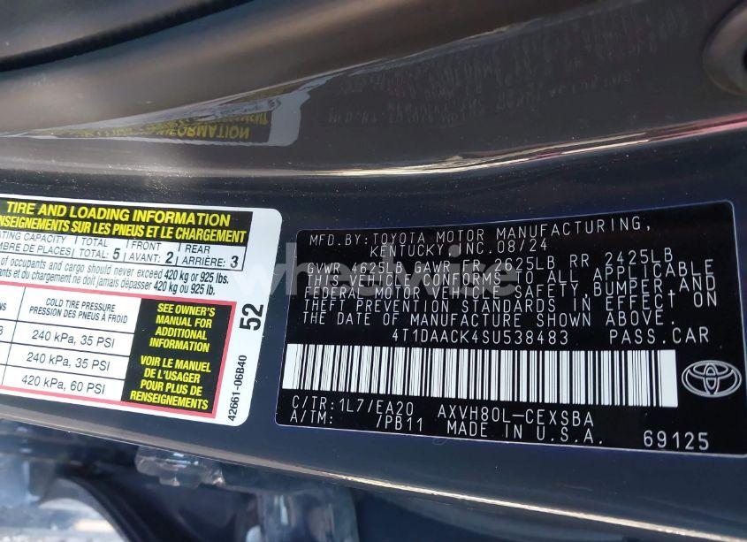 Photo 9 of 2025 Toyota Camry SE (VIN 4T1DAACK4SU538483)