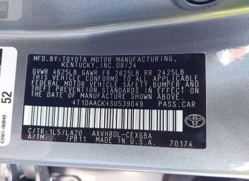 Photo 9 of 2025 Toyota Camry XSE/XLE/LE/SE (VIN 4T1DAACK4SU539049)