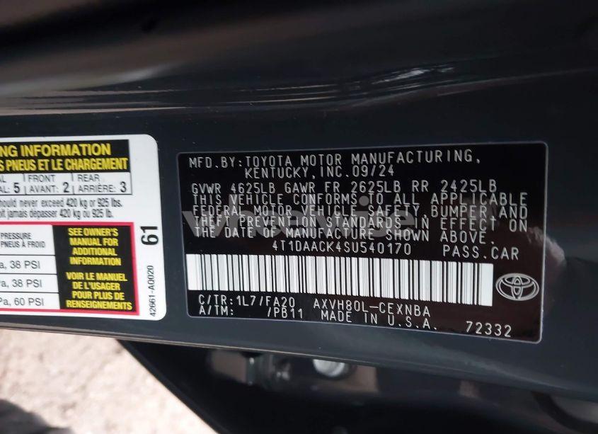 Photo 9 of 2025 Toyota Camry LE (VIN 4T1DAACK4SU540170)