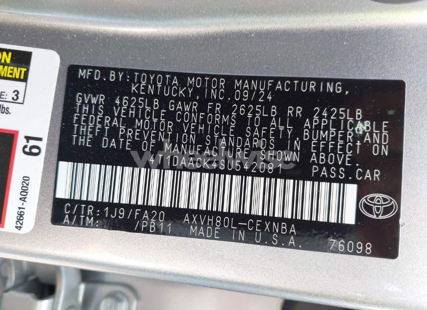 Photo 9 of 2025 Toyota Camry LE (VIN 4T1DAACK4SU542081)