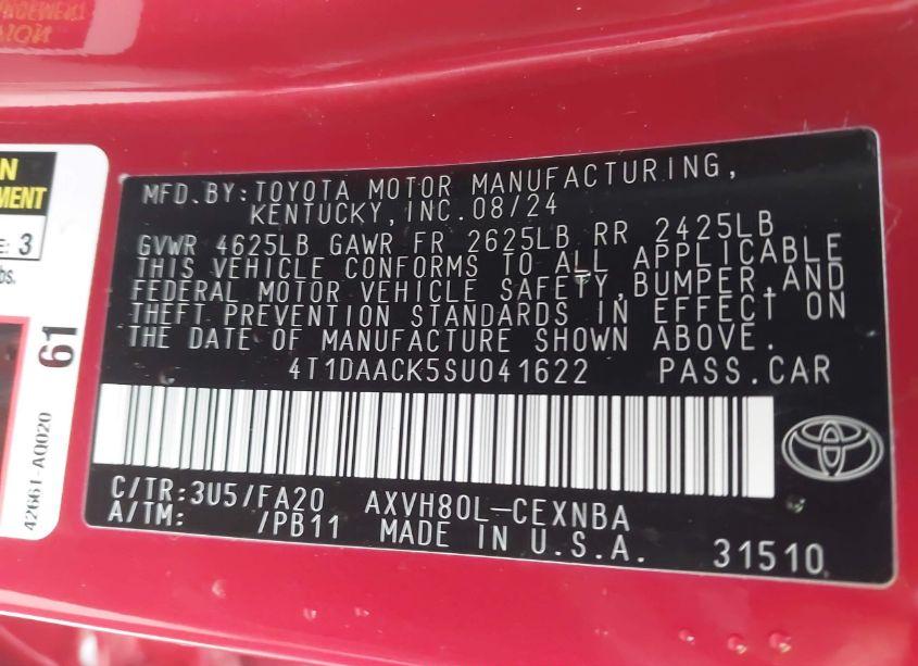 Photo 9 of 2025 Toyota Camry LE (VIN 4T1DAACK5SU041622)