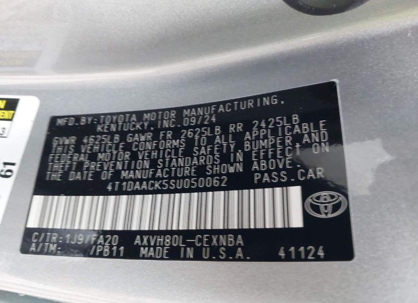 Photo 9 of 2025 Toyota Camry LE (VIN 4T1DAACK5SU050062)