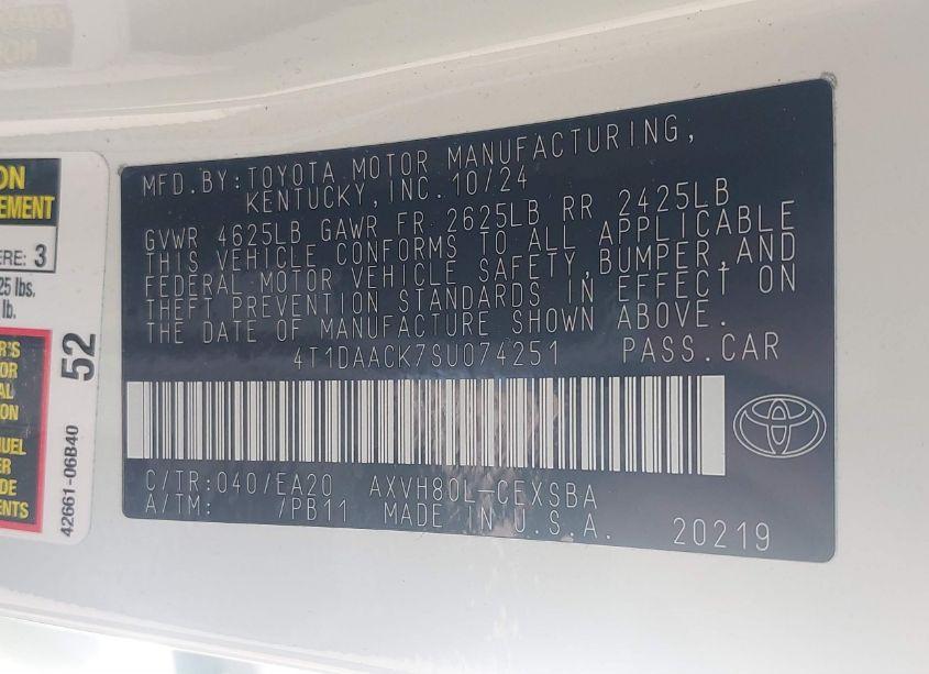 Photo 9 of 2025 Toyota Camry SE (VIN 4T1DAACK7SU074251)