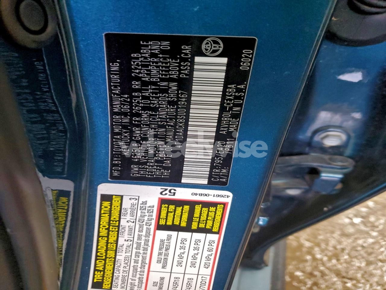 Photo 12 of 2025 TOYOTA CAMRY XSE (VIN 4T1DAACK8SU019467)