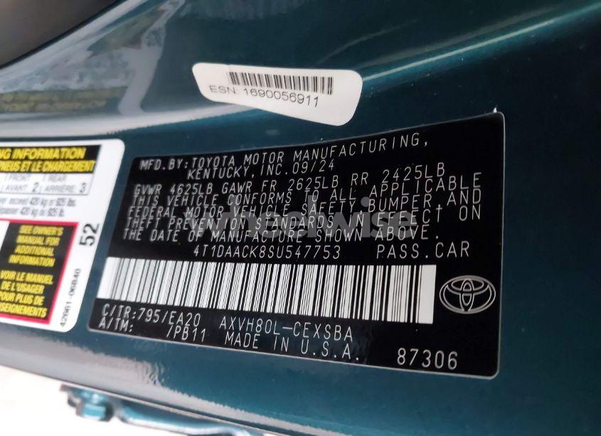 Photo 9 of 2025 Toyota Camry SE (VIN 4T1DAACK8SU547753)