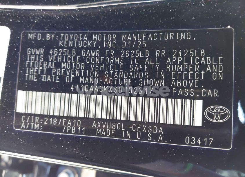 Photo 9 of 2025 Toyota Camry SE (VIN 4T1DAACKXSU102317)