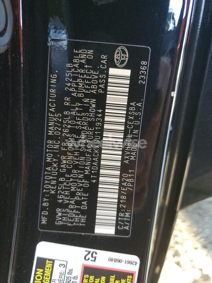 Photo 12 of 2025 TOYOTA CAMRY XSE (VIN 4T1DAACKXSU119344)