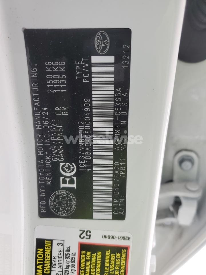 Photo 12 of 2025 TOYOTA CAMRY XSE (VIN 4T1DBADK0SU004909)