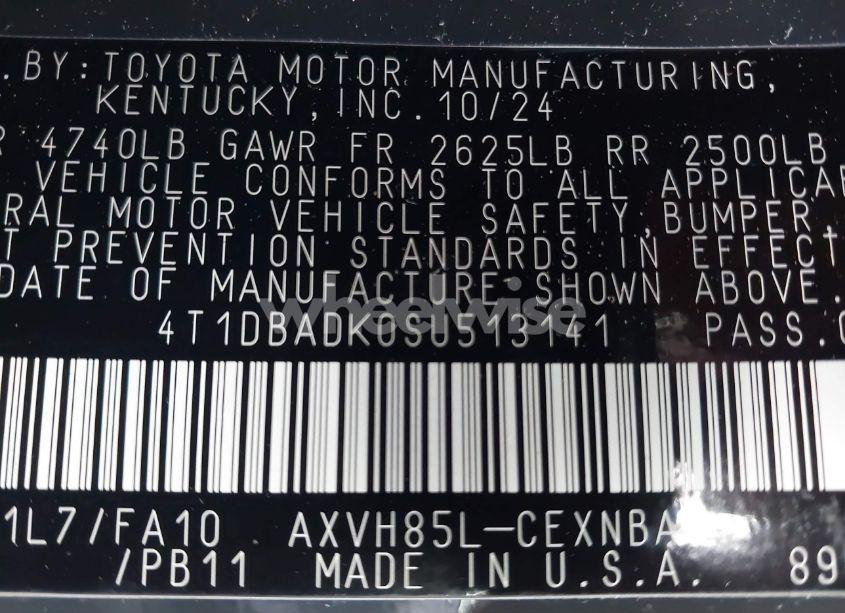 Photo 9 of 2025 Toyota Camry LE (VIN 4T1DBADK0SU513141)