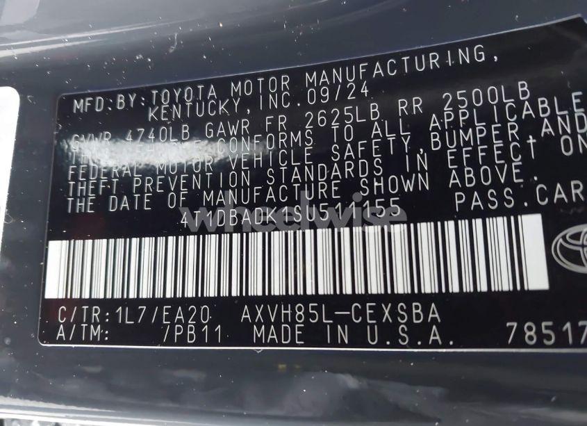 Photo 9 of 2025 Toyota Camry SE (VIN 4T1DBADK1SU511155)