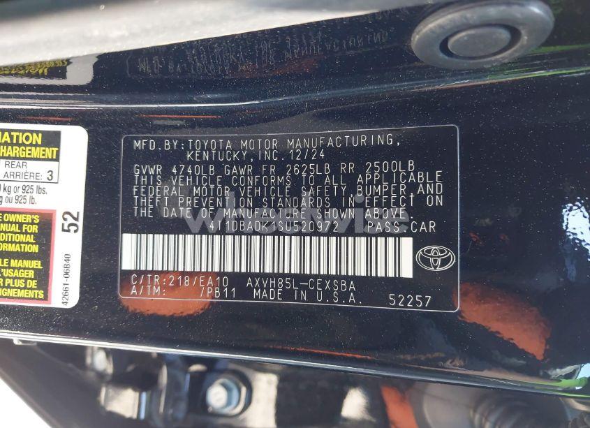 Photo 9 of 2025 Toyota Camry SE (VIN 4T1DBADK1SU520972)