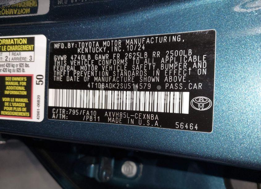 Photo 9 of 2025 Toyota Camry LE (VIN 4T1DBADK2SU514579)