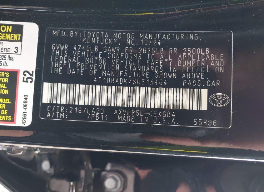 Photo 9 of 2025 Toyota Camry XLE (VIN 4T1DBADK7SU514464)