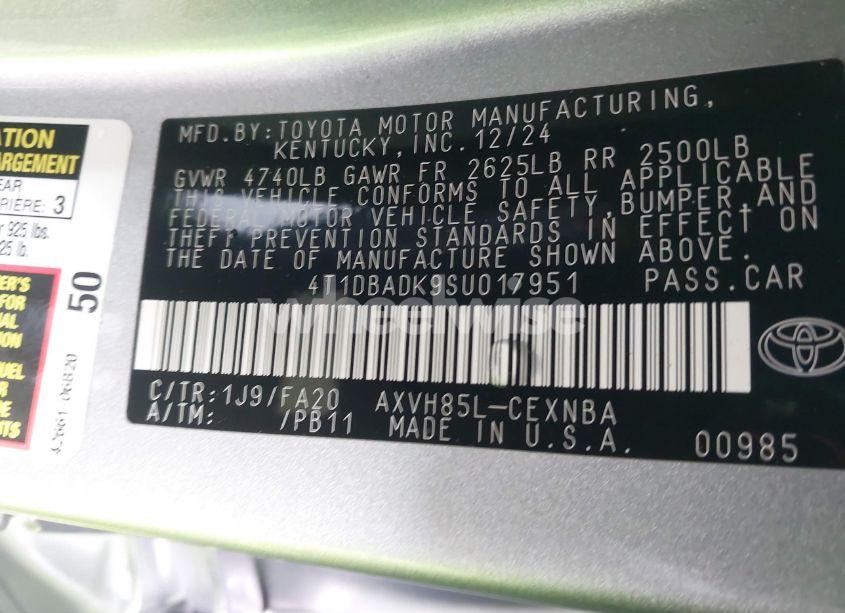 Photo 9 of 2025 Toyota Camry LE (VIN 4T1DBADK9SU017951)