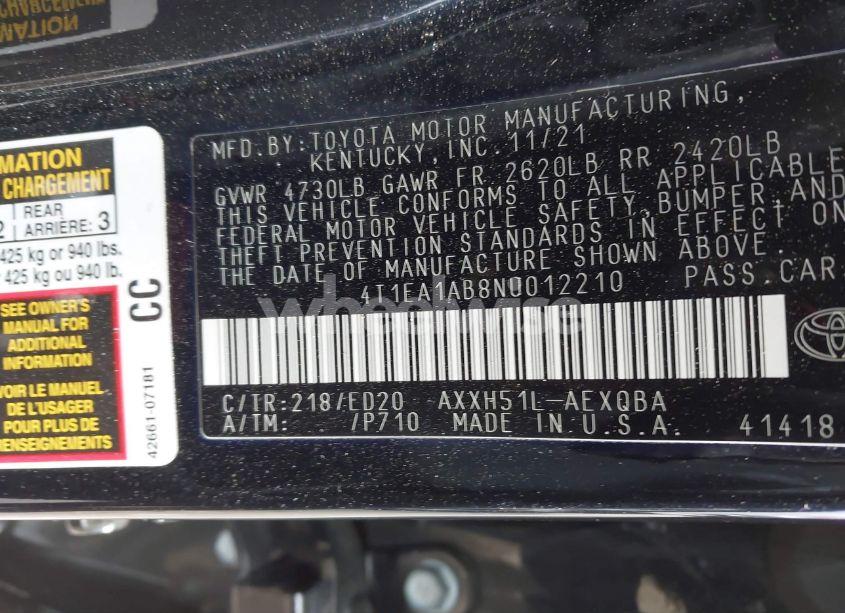 Photo 9 of 2022 Toyota Avalon XSE NIGHTSHADE HYBRID (VIN 4T1EA1AB8NU012210)